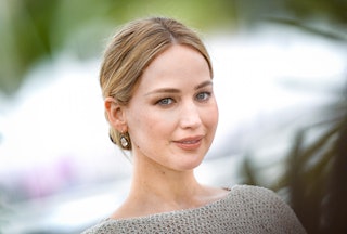 Jennifer Lawrence attends the "Bread And Roses" photocall at the 76th annual Cannes film festival at...