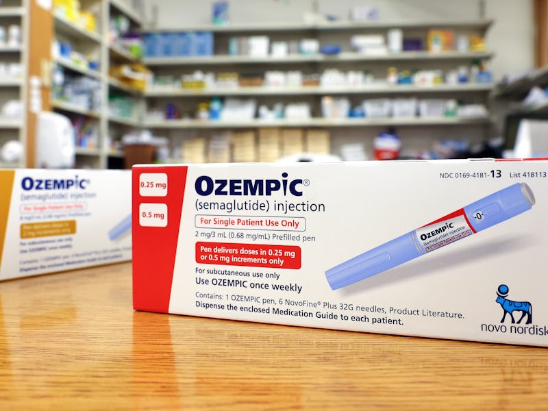 LOS ANGELES, CALIFORNIA - APRIL 17: In this photo illustration, boxes of the diabetes drug Ozempic r...