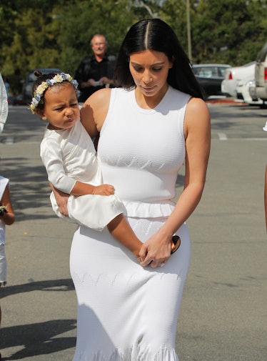 Kim Kardashian and North West are seen at church for Easter in Los Angeles on April 05, 2015 