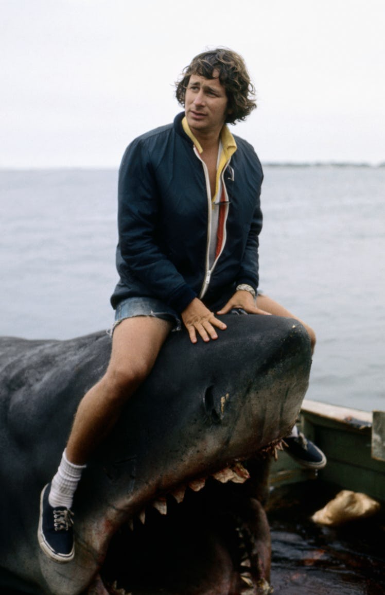 American director Steven Spielberg on the set of his movie, Jaws. (Photo by Sunset Boulevard/Corbis ...
