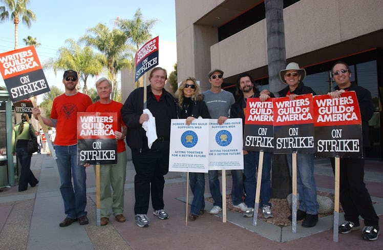 BURBANK, CA - FEBRUARY 06:  Writer from "Battlestar Galactica" participate in the Writer's Strike on...