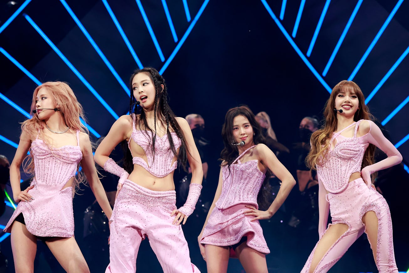 INDIO, CALIFORNIA - APRIL 22: (L-R) Rosé, Jennie, Jisoo, and Lisa of BLACKPINK perform at the Coache...