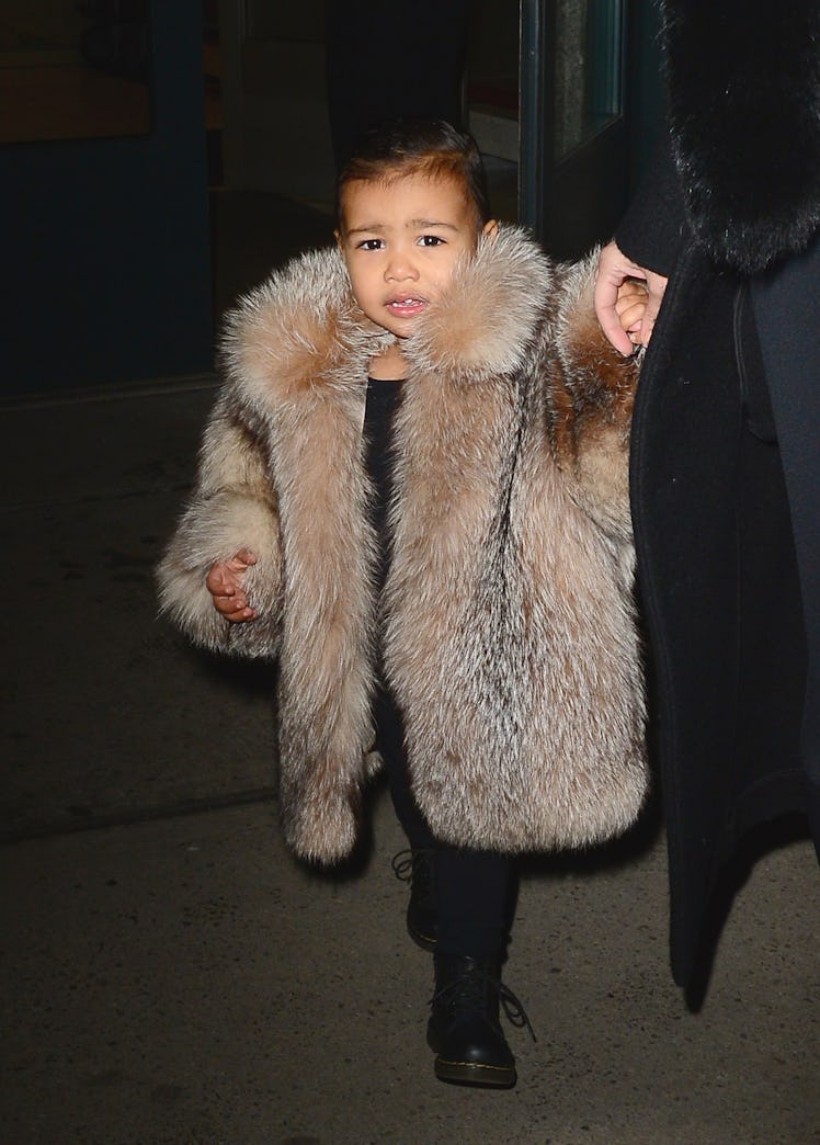  Kim Kardashian and North West are seen in Walking in Soho  on February 11, 2015 in New York City. 