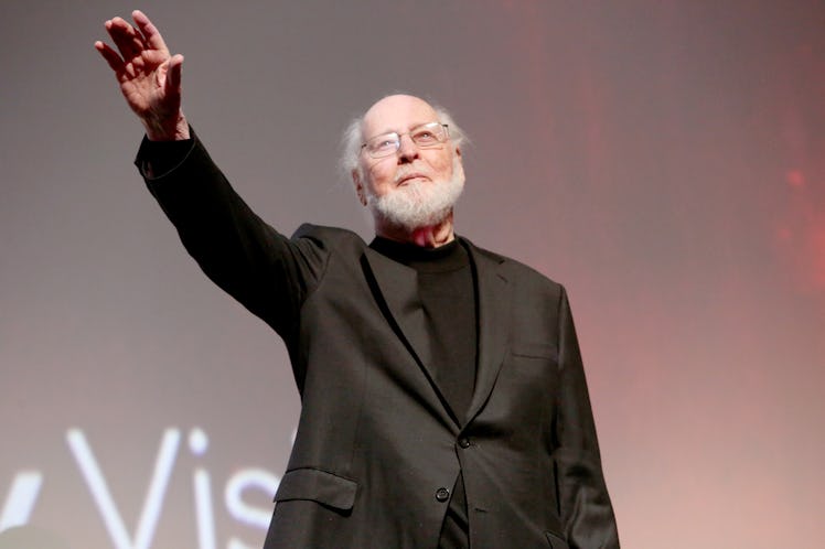 HOLLYWOOD, CALIFORNIA - DECEMBER 16: Composer John Williams speaks onstage during the World Premiere...