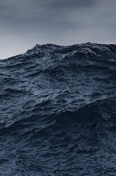 Wild sea with stormy clouds on the background