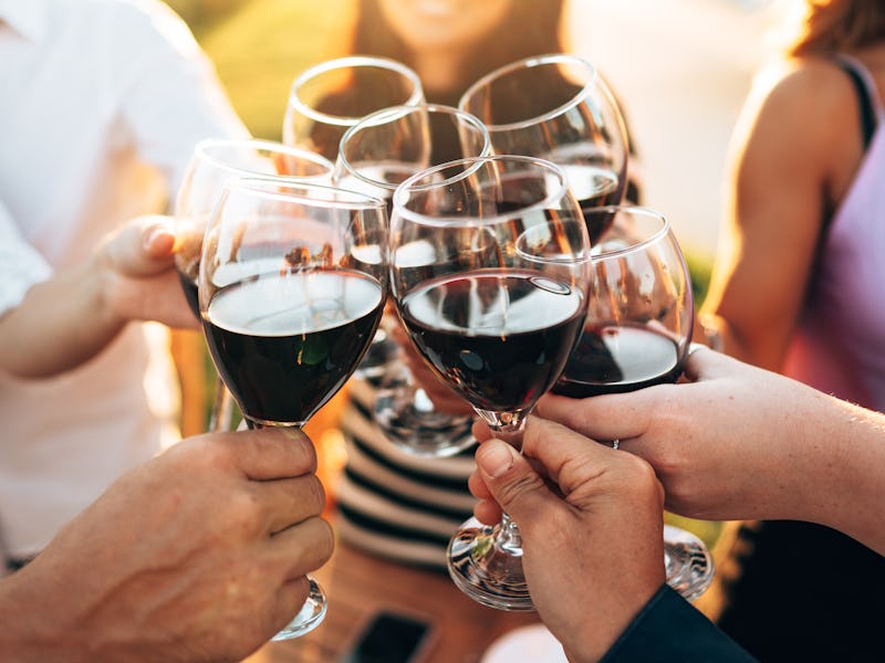 happiness friends toasting in autumn