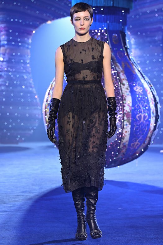 A model walks the runway during the Christian Dior Womenswear Fall Winter 2023-2024 show in a sheer …