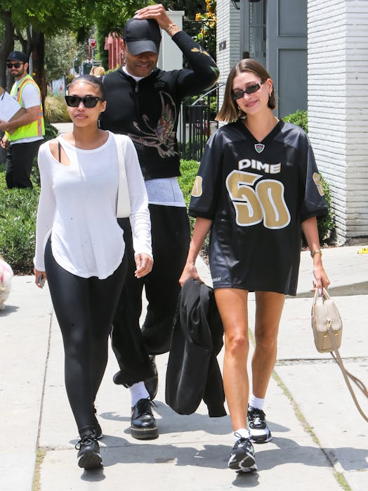 Lori Harvey and Hailey Bieber are spotted in comfy athleisure in Los Angeles, California.