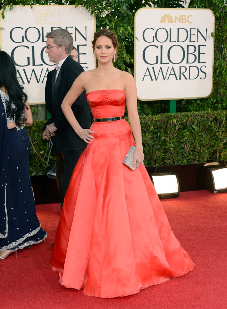 Jennifer Lawrence arrives to the 70th Annual Golden Globe Awards.
