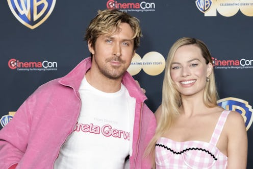 Ryan Gosling and Margot Robbie promoting 'Barbie.' Photo via Getty Images