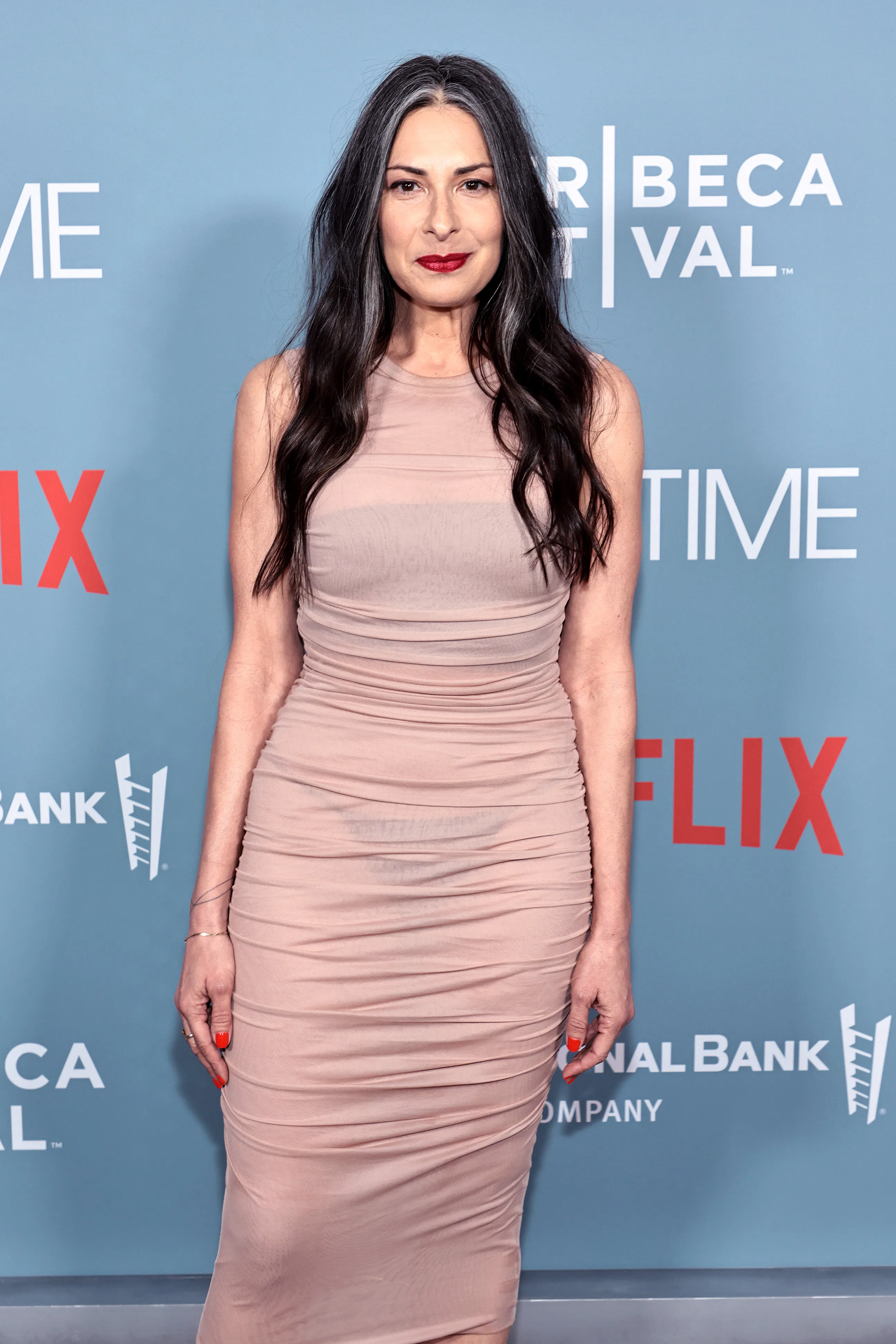 Stacy London long gray hair money piece 
