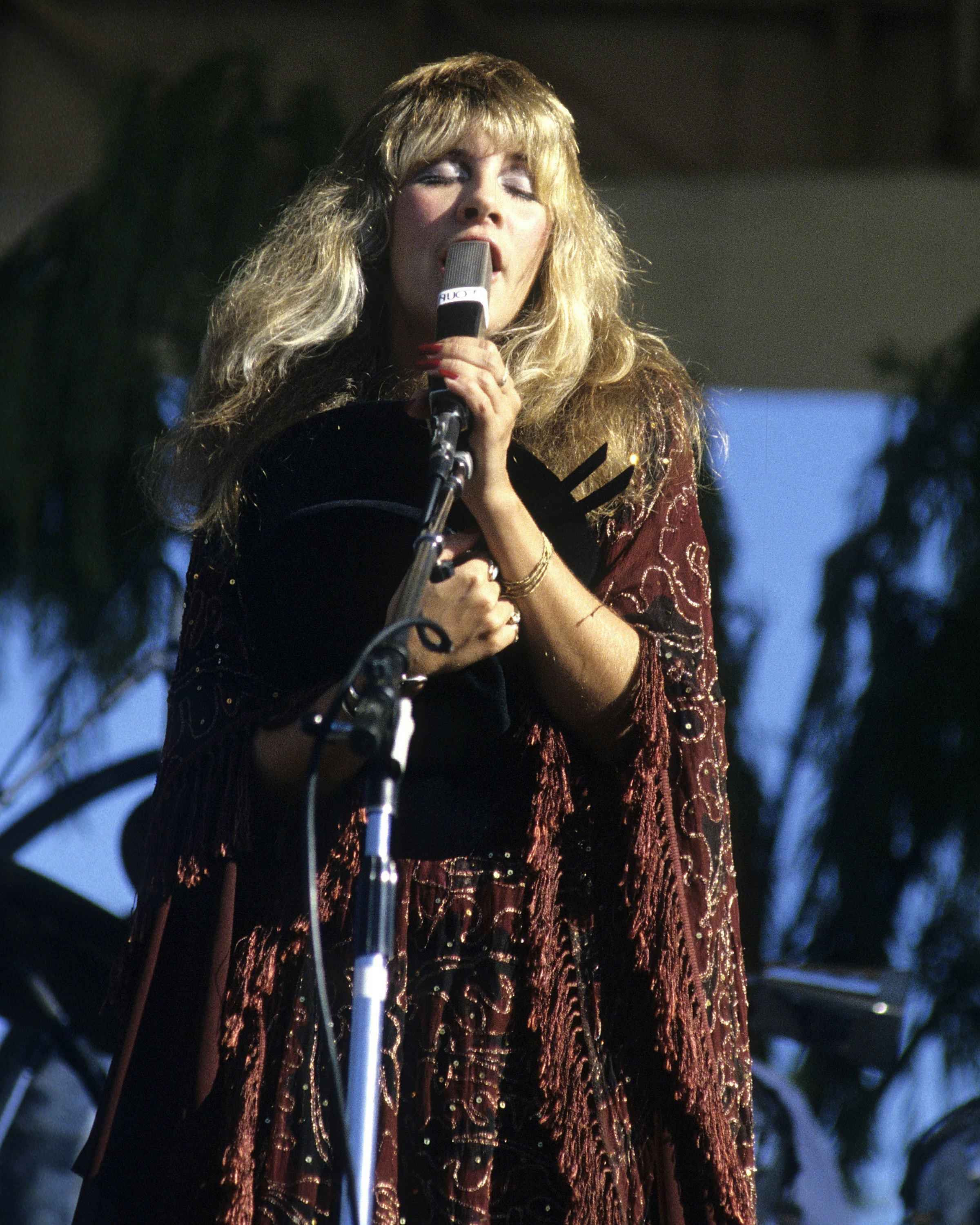 Stevie Nicks performing with Fleetwood Mac in 1977.