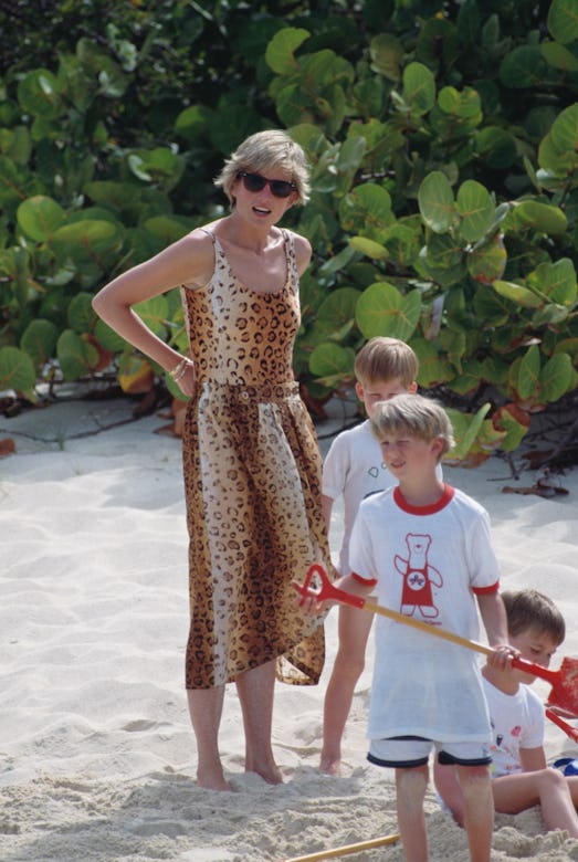 Diana holidaying with her sons Prince William and Prince Harry in the British Virgin Islands, 11th A...