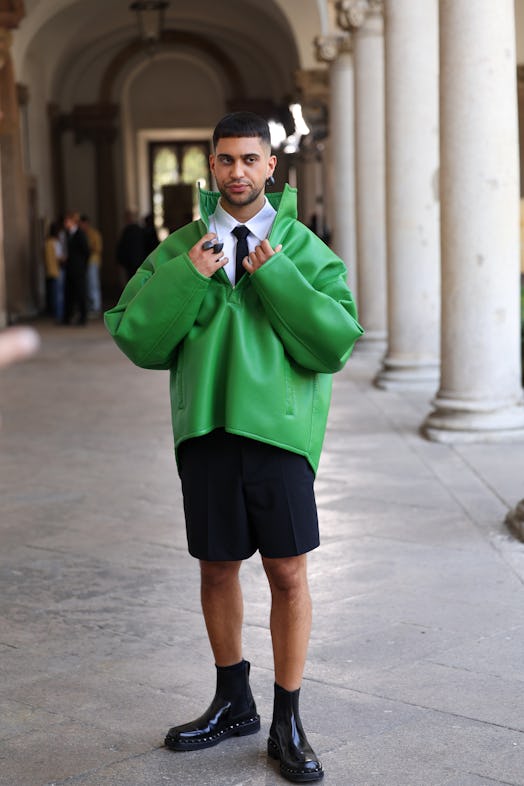  Mahmood is seen arriving at the Valentino Spring/Summer 2024 fashion show 
