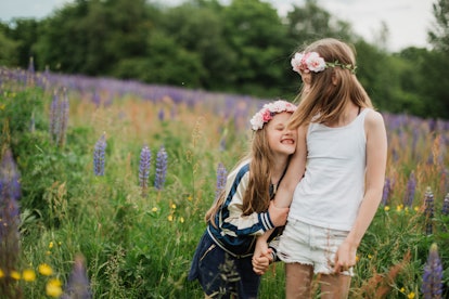 kids celebrate summer solstice with flower crowns