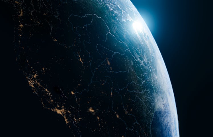 Earth viewed from orbit, computer illustration
