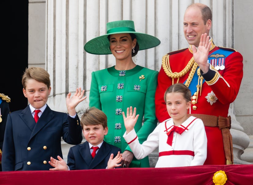 LONDON, ENGLAND - JUNE 17: Prince George of Wales, Prince Louis of Wales, Catherine, Princess of Wal...