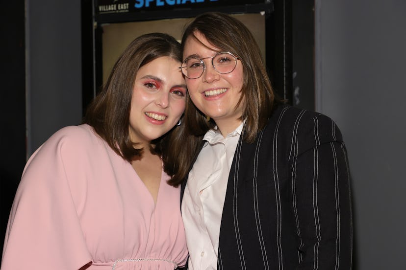 NEW YORK, NEW YORK - NOVEMBER 18: Beanie Feldstein and Bonnie Chance Roberts attend as A24 and the C…