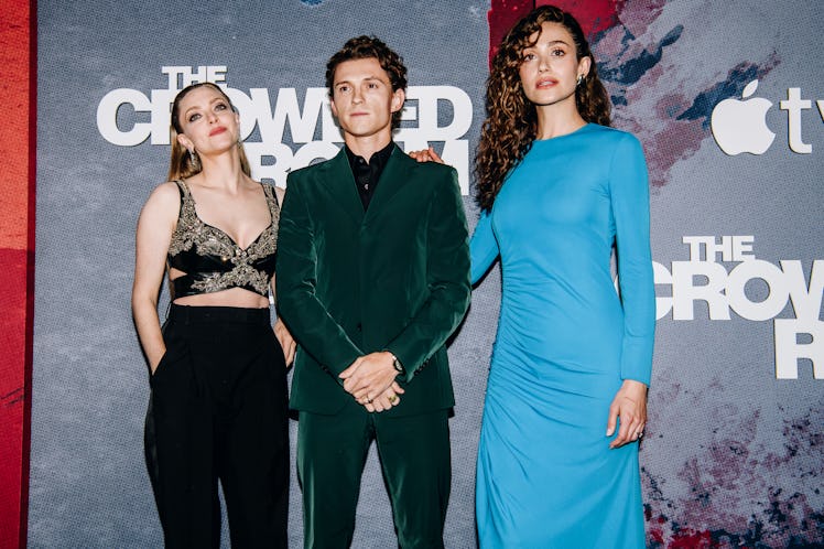 Amanda Seyfried, Tom Holland and Emmy Rossum at the premiere of "The Crowded Room"