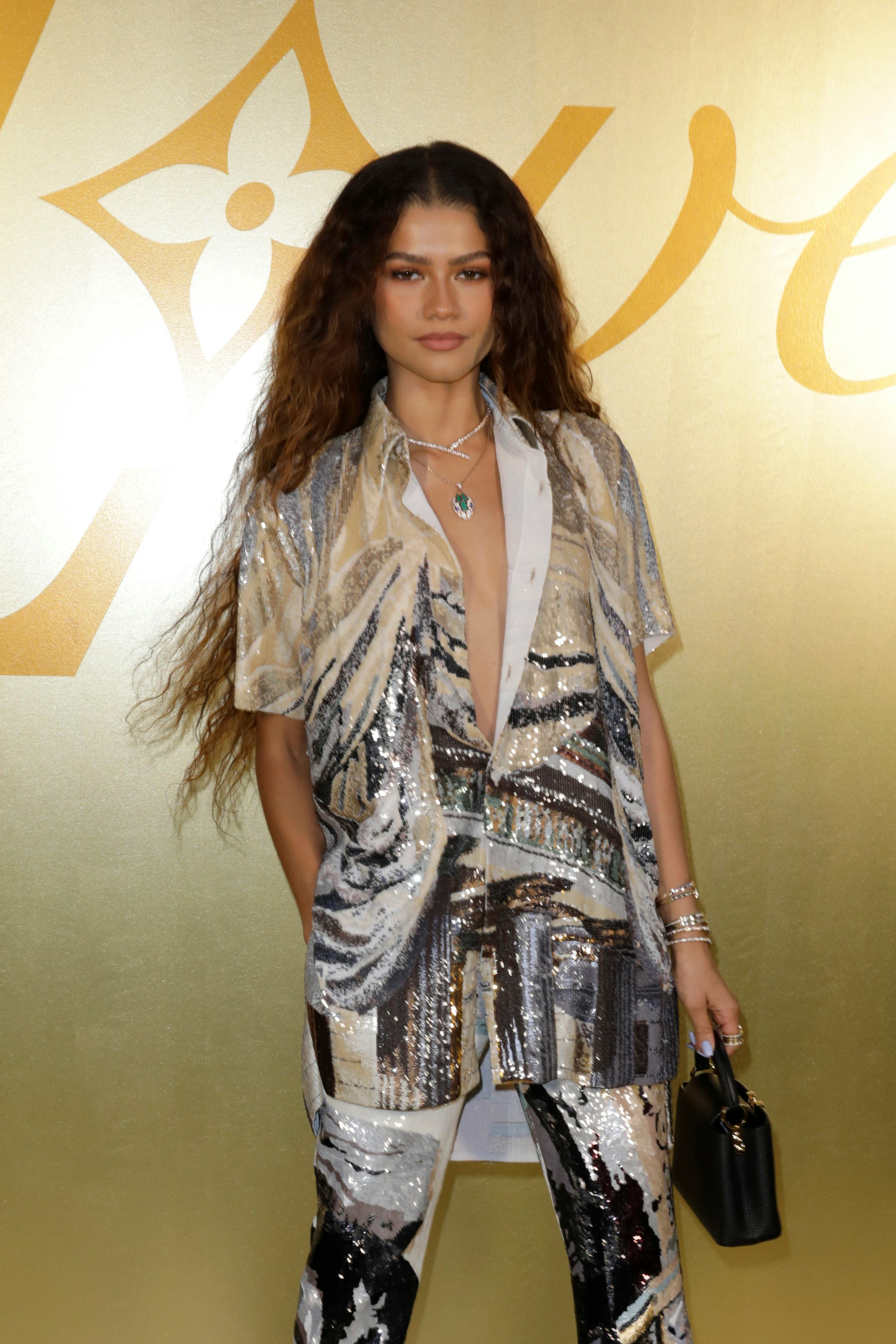 Zendaya attends Pharrell Williams' first Louis Vuitton Menswear Spring/Summer 2024 show in Paris.