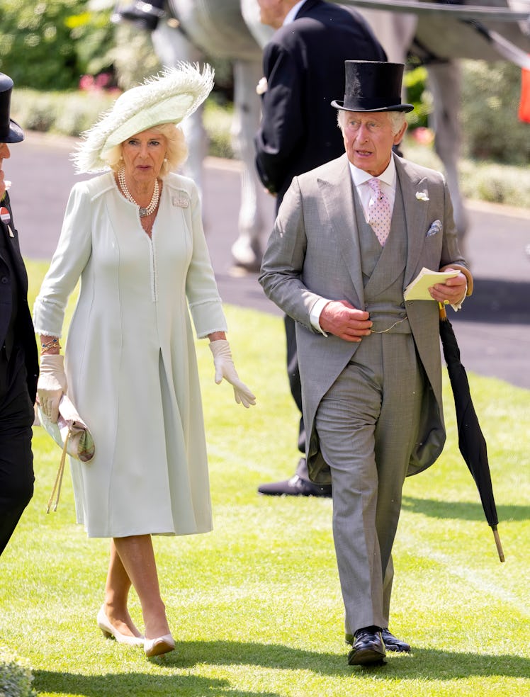 King Charles III and Queen Camilla attend day three of Royal Ascot 2023 at Ascot Racecourse.