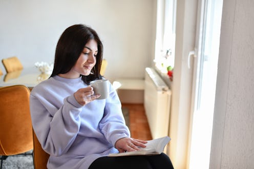 Delicious Coffee And Fun Book For Beautiful Female Relaxing At Home