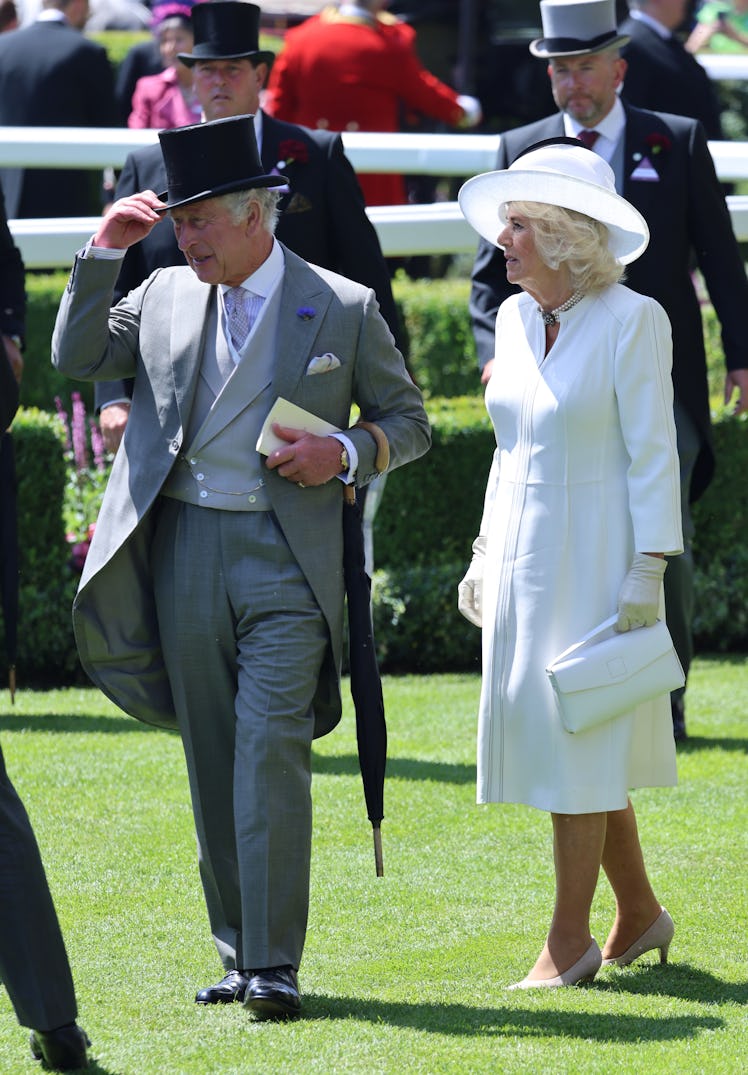 King Charles III (L) and Queen Camilla attend Royal Ascot 2023 at Ascot Racecourse on June 23, 2023.