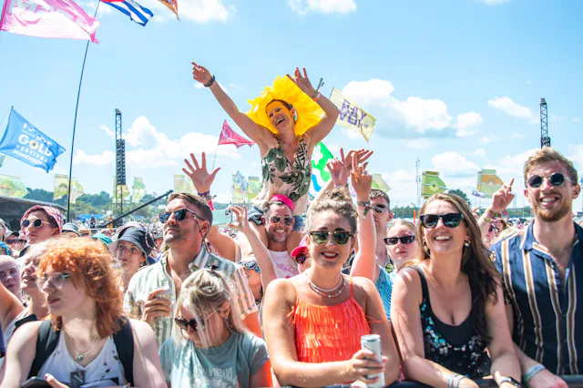A general view of the crowd at Glastonbury Festival 2023