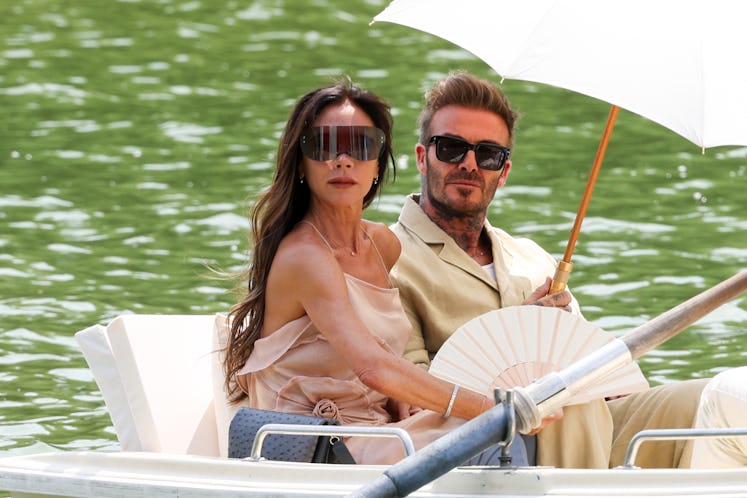 David Beckham and Victoria Beckham attend the "Le Chouchou" Jacquemus' Fashion Show
