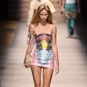 A model walks the runway during the Dsquared2 Ready to Wear Spring/Summer 2024 show