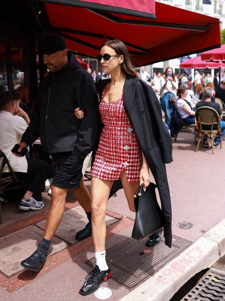 Irina Shayk is seen during the 76th Cannes film festival on May 21, 2023 in Cannes, France