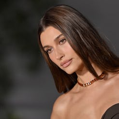 Hailey Bieber Served Major Sideboob In A Skin-Tight Cut-Out Dress