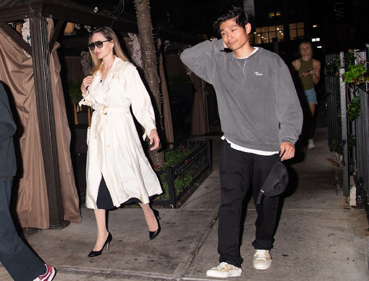 NEW YORK, NY - JUNE 26: Angelina Jolie and Pax Jolie-Pitt are seen on June 26, 2023 in New York, Ne...