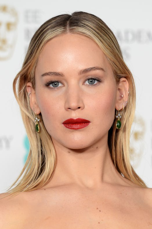 Jennifer Lawrence ear cartilage piercings at BAFTAs 2018