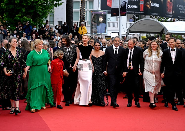 Cate Blanchett and Andrew Upton attend the "The Zone Of Interest" red carpet during the 76th Cannes ...