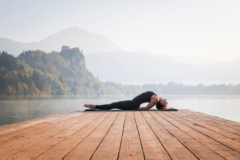 Tilting your head back in fish pose releases strain in your throat.