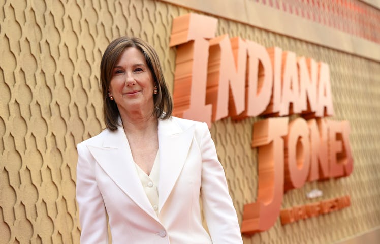 LONDON, ENGLAND - JUNE 26: Kathleen Kennedy attends the UK Premiere of Lucasfilm' "Indiana Jones and...