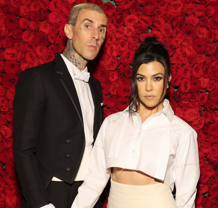 NEW YORK, NEW YORK - MAY 02: (Exclusive Coverage) Travis Barker and Kourtney Kardashian arrive at Th...