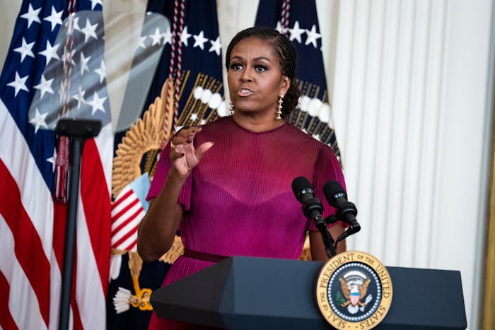 UNITED STATES - SEPTEMBER 7: Former First Lady Michelle Obama speaks during the official White House...