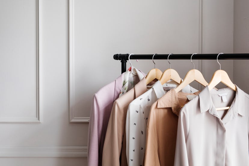 Clothes on a hanger in a boutique