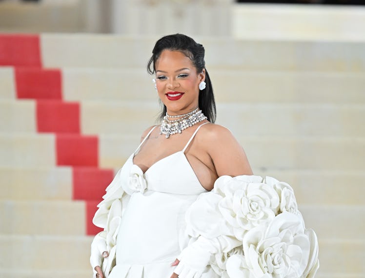 Rihanna attends The 2023 Met Gala Celebrating "Karl Lagerfeld: A Line Of Beauty"
