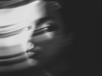 Woman portrait long exposure black and white