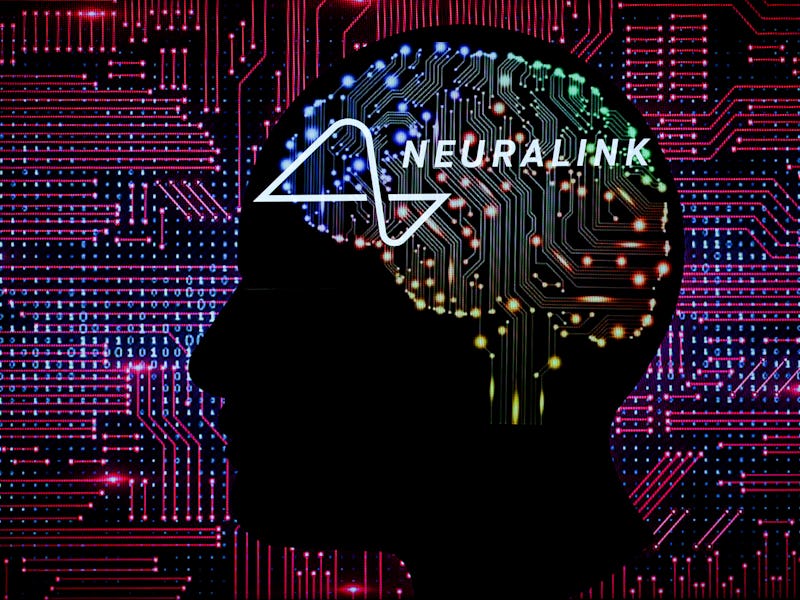 Neuralink displayed on mobile in this multiple exposure photo illustration. On 16 April 2023 in Brus...