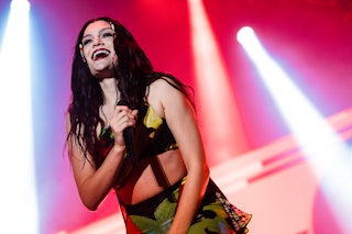 Jessie J performs live on stage during third day of Rock In Rio Music Festival at Cidade do Rock on ...