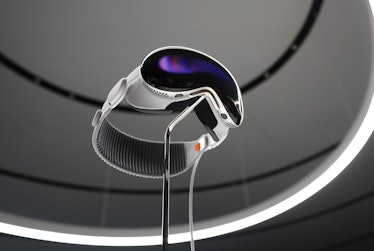 CUPERTINO, CALIFORNIA - JUNE 05: The new Apple Vision Pro headset is displayed during the Apple Worl...