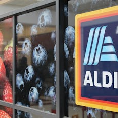 LONDON, UNITED KINGDOM - FEBRUARY 22: A view of the Aldi Market plate is seen in London, United King...