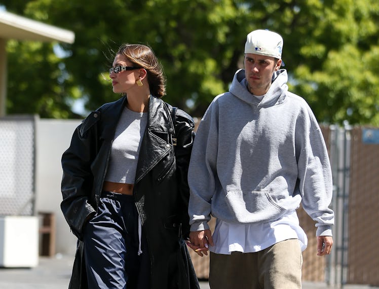LOS ANGELES, CA - JUNE 02: Hailey Bieber and Justin Bieber are seen on June 02, 2023 in Los Angeles,...