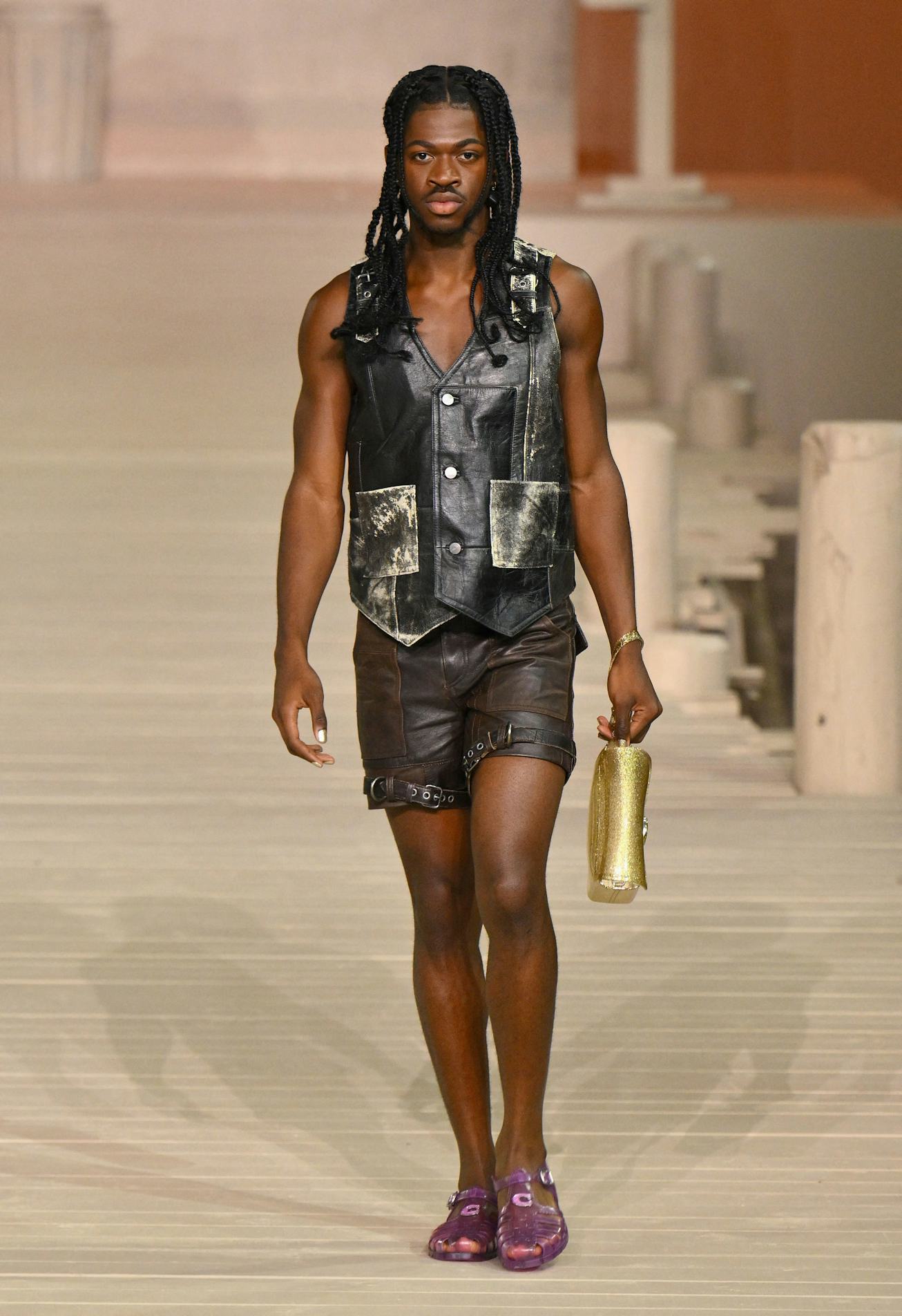 US singer/rapper Lil Nas X walks the runway during the Coach Spring 2023 fashion show during New Yor...