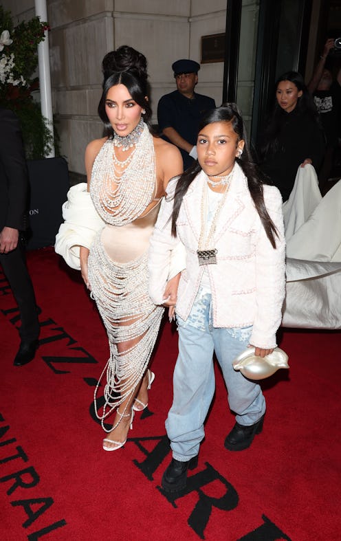 NEW YORK, NEW YORK - MAY 01: Kim Kardashian and North West are seen leaving the Ritz Hotel on May 01...