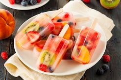 Healthy Whole Fruit Popsicles with Berries Kiwi and Peaches